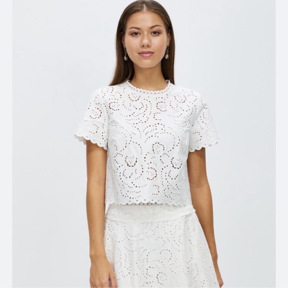 Kate Spade Floral Embroidered Cutwork Top, 8 - Picture 2 of 14